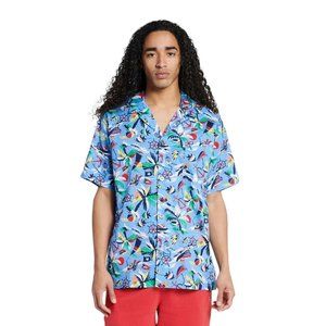 Polo Ralph Lauren Printed Woven Button Up Shirt Surf Beach Print Blue